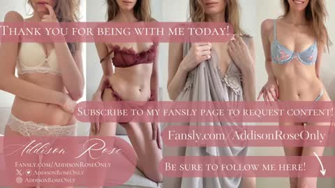 Addison Rose  I am currently away for the holiday weekend. Streams start again on 1242024. Enjoy the holiday online show from December 16, 5:27 am