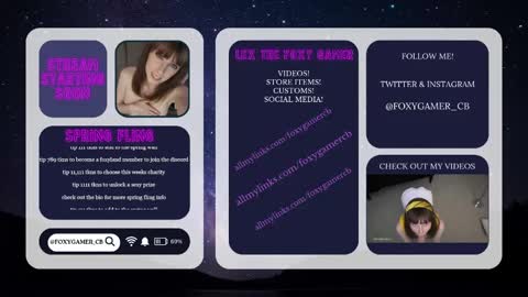Snapshot of foxy_gamer chatting on May 26, 1:23 am Lex Vive foxygamer cb online show from May 26, 1:23 am