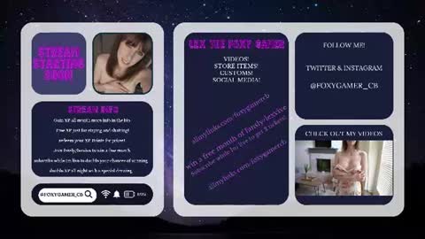 Snapshot of foxy_gamer chatting on June 24, 1:26 am Lex Vive foxygamer cb online show from June 24, 1:26 am
