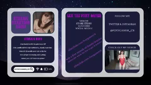 Snapshot of foxy_gamer chatting on July 10, 12:59 am Lex Vive foxygamer cb online show from July 10, 12:59 am