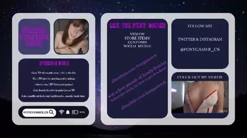 Snapshot of foxy_gamer chatting on July 11, 12:57 am Lex Vive foxygamer cb online show from July 11, 12:57 am