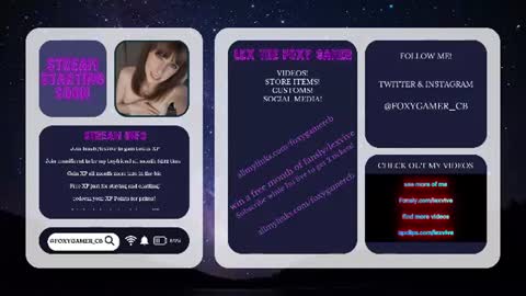 Snapshot of foxy_gamer chatting on July 18, 12:59 am Lex Vive foxygamer cb online show from July 18, 12:59 am