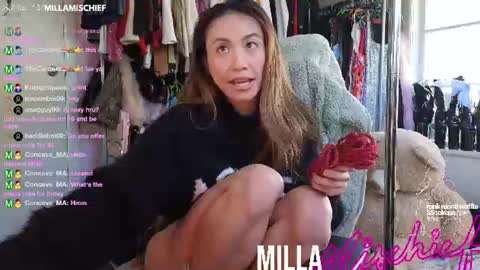 Snapshot of millamischief chatting on June 13, 12:08 am Milla Mischief online show from June 13, 12:08 am