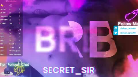 Snapshot of secret_sir chatting on May 7, 10:37 pm Dean Carter online show from May 7, 10:37 pm