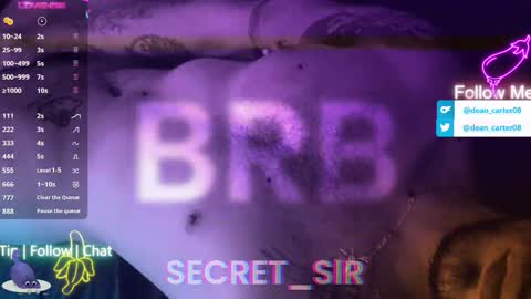 Snapshot of secret_sir chatting on May 13, 11:11 pm Dean Carter online show from May 13, 11:11 pm