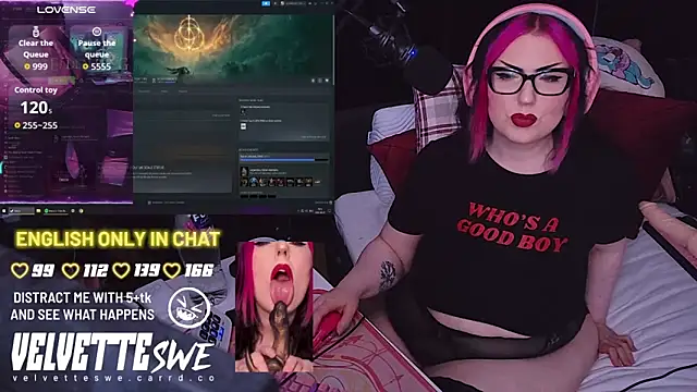 Snapshot of VelvetteSWE chatting on August 7, 5:15 pm VelvetteSWE online show from August 7, 5:15 pm